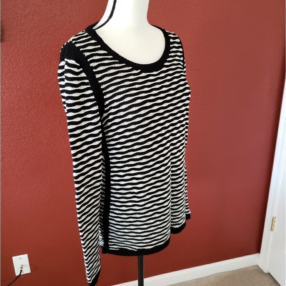 Calvin Klein Black and White Striped Sweater